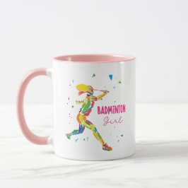 Caneca Badminton Girl Vibrant Abstract Player Graphic