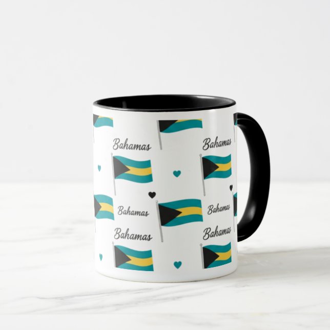 Caneca Bahamas Roots Pattern Mug | Caribbean Flag (Frente Esquerda)