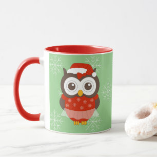 Caneca Bailarina Coruja Natal Flocos de Neve