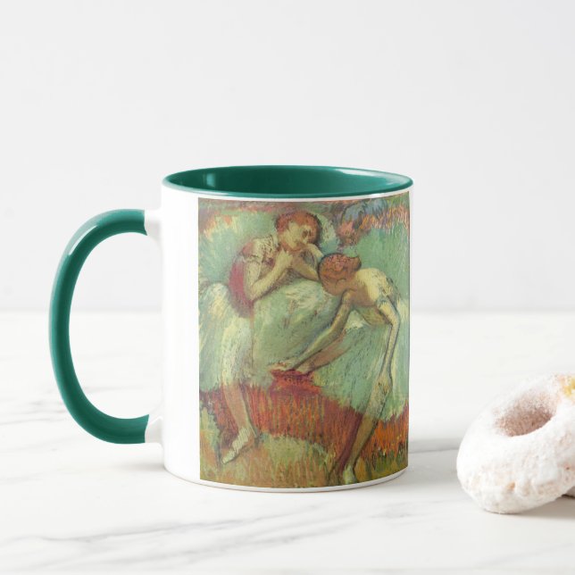 Caneca Bailarinas em Verde de Edgar Degas, Balé Antigo (Com Donut)