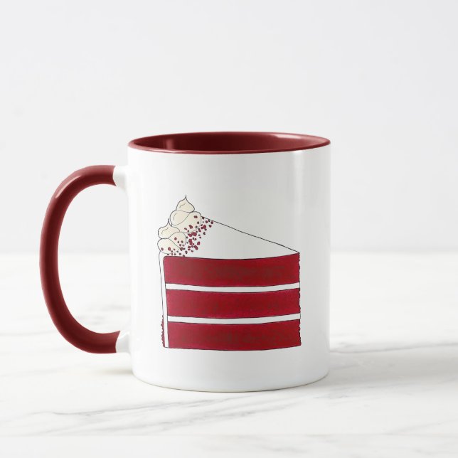 Caneca Bakery da Fatia de Bolo da Camada de Veludo Vermel (Esquerda)