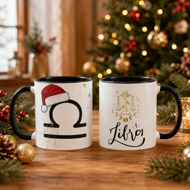 Caneca Balança de Natal Gorro de Papai Noel Zodíaco (Criador carregado)