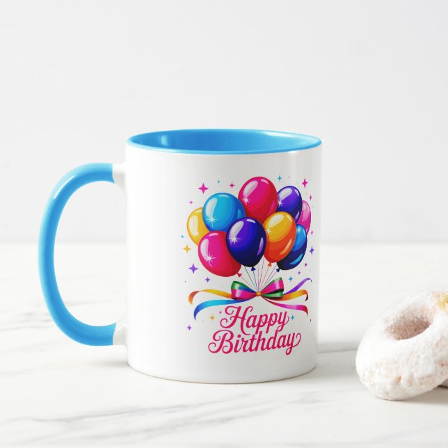 Caneca Balão de Aniversário Feliz (Com Donut)