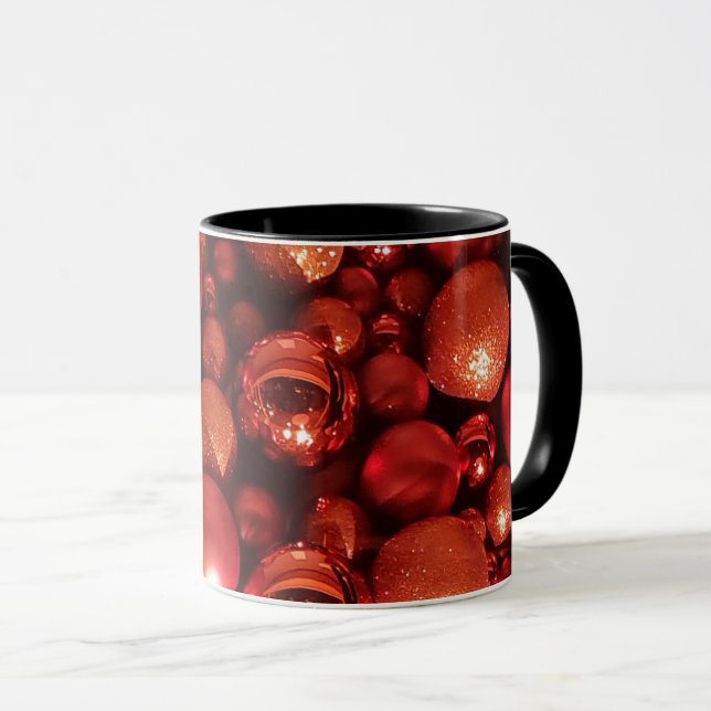 Caneca Balas Vermelhas de decoração de Natal (Frente Esquerda)