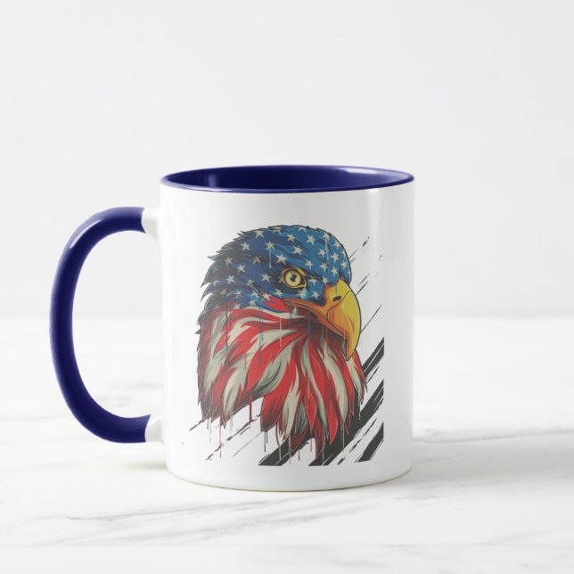 Caneca Bald Eagle Bird USA Bandeira Chorando Patriótico (Esquerda)