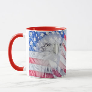 Caneca Bald Eagle e a bandeira americana