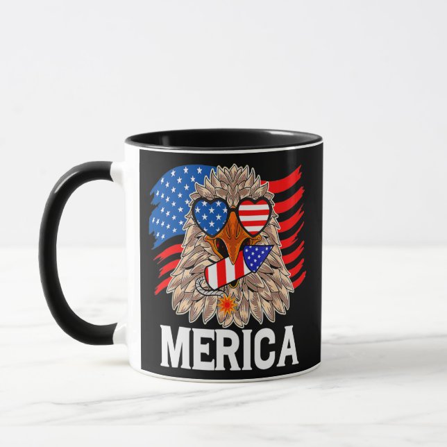 Caneca Bald Eagle Mullet 4th Of July American Flag (Esquerda)