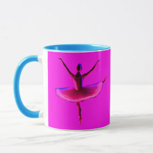 Caneca Balé Ballerina Pose Brilhante Cores Violetas