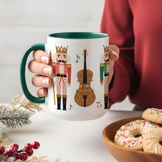 Caneca Balé Noz-Craqueador de Natal Whimsso Música Violin (Whimsical Christmas Nutcracker Ballet Violin Music Mug)