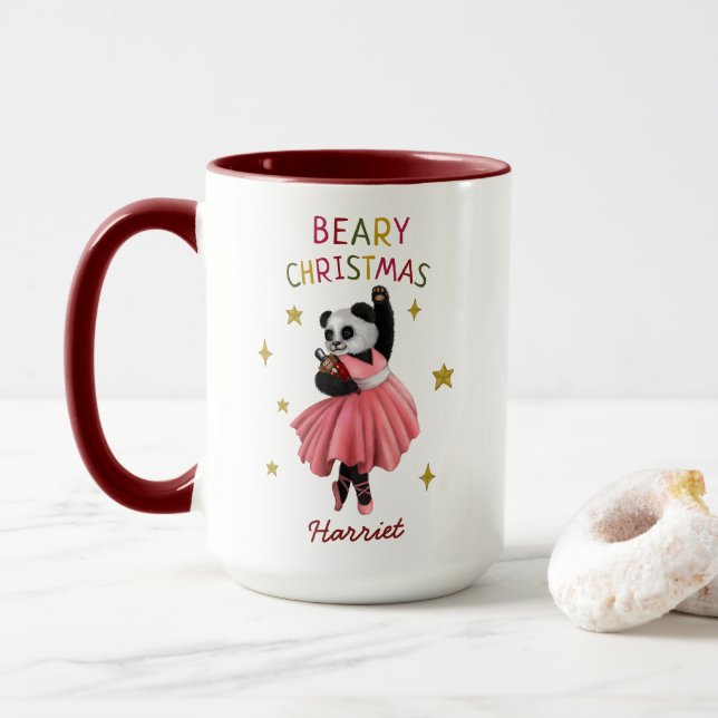 Caneca Balé Rosa Bonito Dançando Panda Beary Natal (Com Donut)