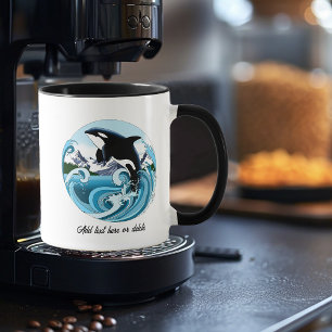 Caneca Baleia Assassina Majestosa Ondas Azuis Oceano