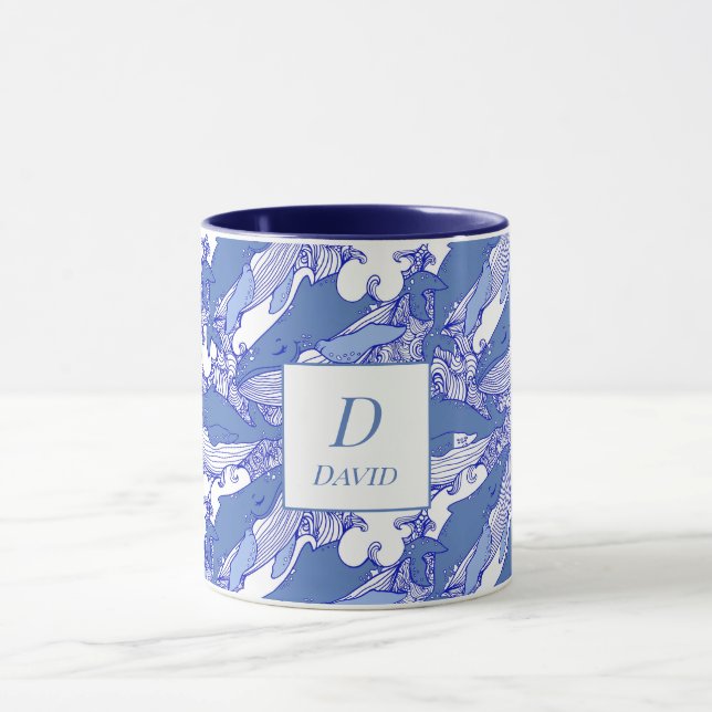 Caneca Baleia Azul Monocromática Personalizada (Centro)