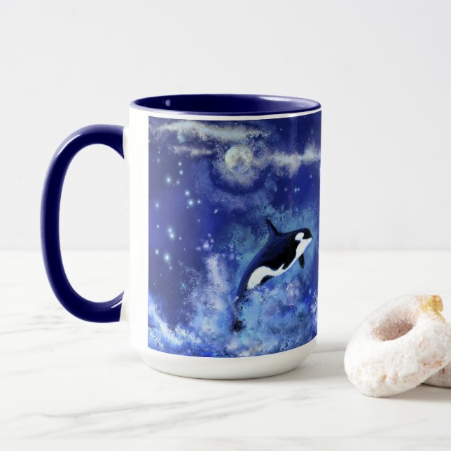 Caneca Baleias Assassinas em Blue Moon Coffee Mug (Com Donut)