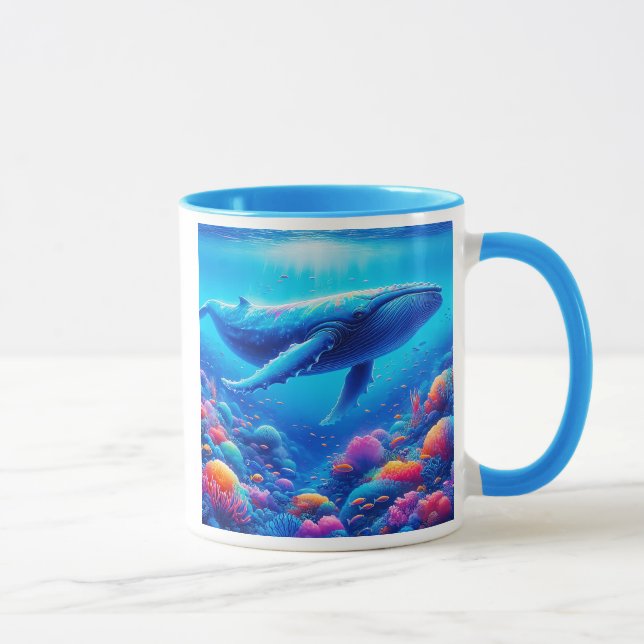 Caneca Baleine majestueuse nageant dans un récif. (Direita)