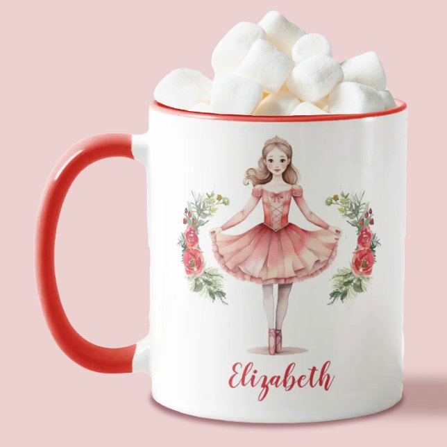 Caneca Ballerina, quebra-cabeça de Natal personalizado (Personalize this cute Christmas ballerina mug for someone special. )