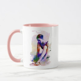 Caneca Ballerina, Rosa, Aquarela Arte Contemporânea