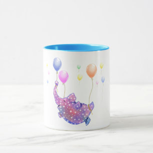 Caneca Balões Coloridos De Bebê Voadora De Elefante
