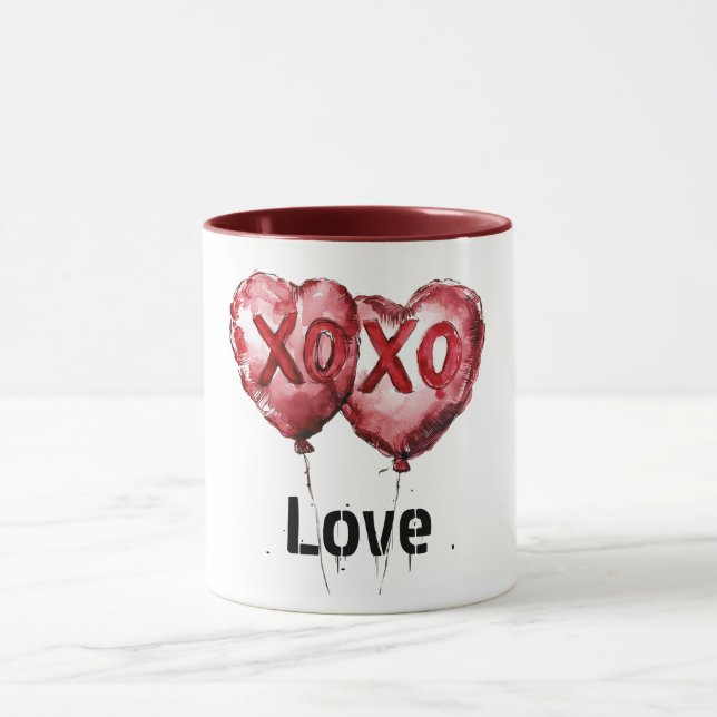 Caneca Balões do Coração Vermelho XOXO (Centro)