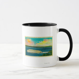 Caneca Balsa de Kalakala, Puget Sound, montanhas