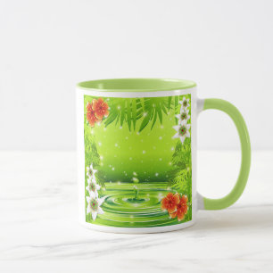 Caneca Bambu, Água e Flores Tropicais