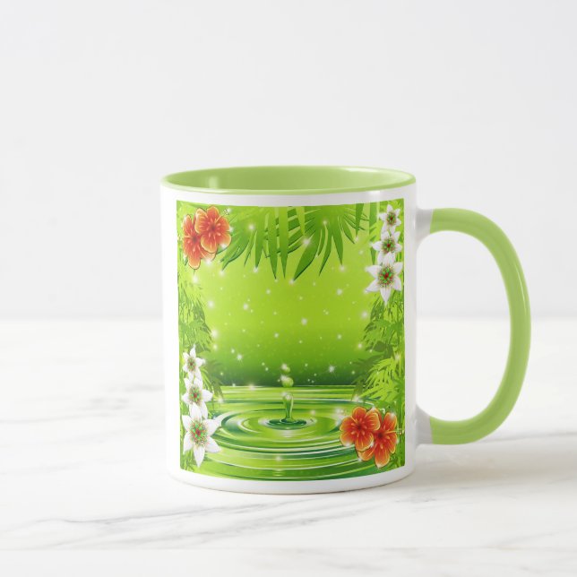 Caneca Bambu, Água e Flores Tropicais (Direita)