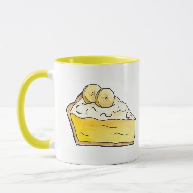 Caneca Banana Cream Creme Pie Slice Dessert Baking Amarel (Esquerda)