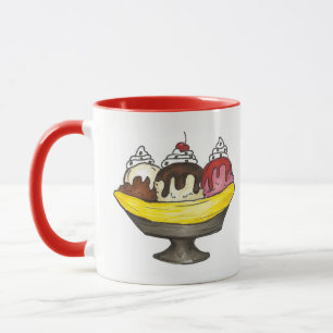 Caneca Banana Spling Sorvete Shoppe Sundae Domingo Funday