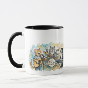 Caneca Banda de Gato Divertida Música Piano Bateria Tecla