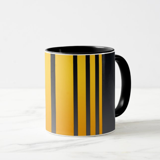 Caneca Bandas amarelas elegantes, modernas, mostardas, ci (Frente Esquerda)