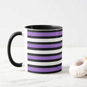 Caneca Bandas brancas, roxas e pretas