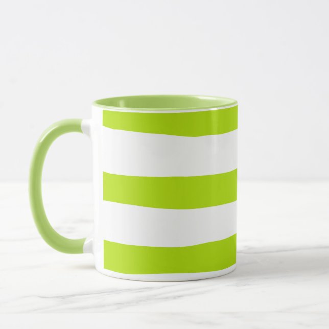 Caneca Bandas irregulares em Verde limão e branco (Esquerda)