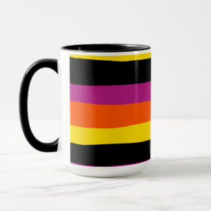 Caneca Bandas irregulares - Pretas, Rosa, Laranja e Amare