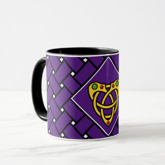 Caneca bandas/ondas Douradas/roxas/negras, nó do coração