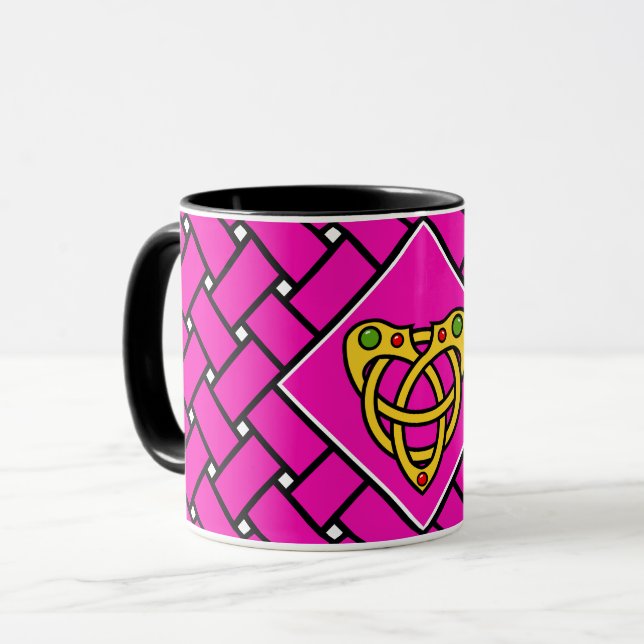 Caneca bandas/tecelagem Douradas/cor-de-rosa/pretas, Nó C (Frente Esquerda)