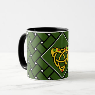 Caneca bandas/tecelagem Douradas/verdes/pretas, Nó Celula