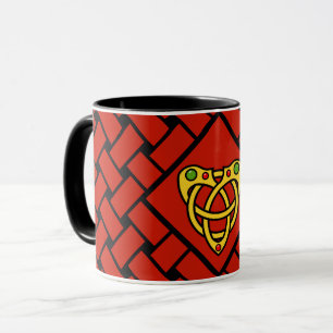Caneca bandas/tecelagem Douradas/vermelhas/pretas, Nó Cel