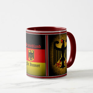 Caneca Bandeira alemã, águia negra, limador de peles de