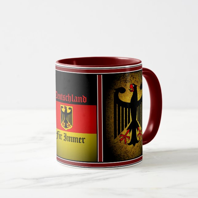 Caneca Bandeira alemã, águia negra, limador de peles de A (Frente Esquerda)
