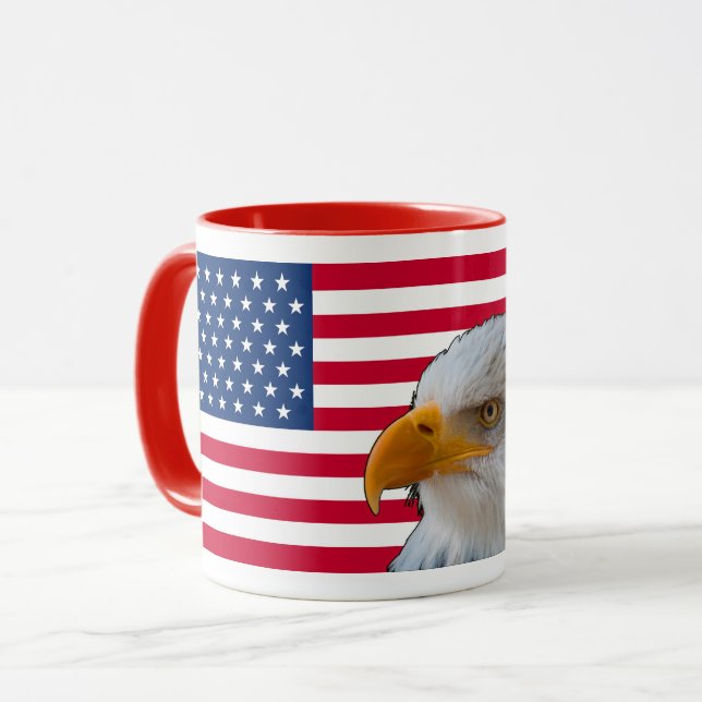 Caneca Bandeira Americana & Bald Eagle Mug (Frente Esquerda)