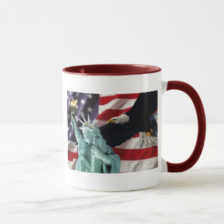 Caneca Bandeira americana com americano Eagle & senhora