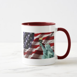 Caneca Bandeira americana com senhora Liberdade