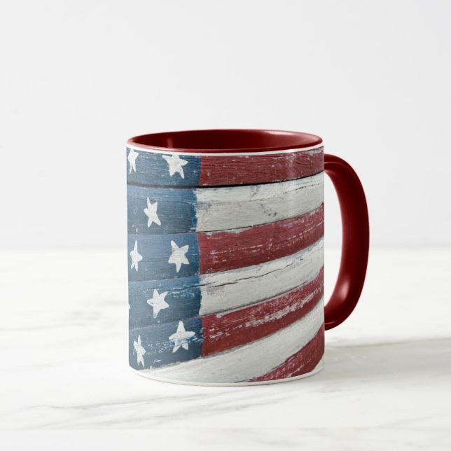 Caneca Bandeira Americana de Madeira (Frente Esquerda)