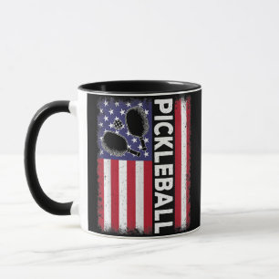 Caneca Bandeira Americana de Pickleball Fã de Pickleball 