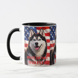 Caneca Bandeira Americana Melhor Pai do Mundo Cachorro Hu