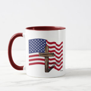 Caneca Bandeira Americana Onda e Cruzada Inviolada