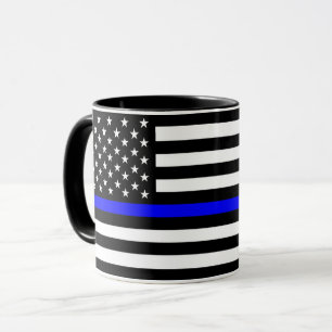 Caneca bandeira azul-fina da polícia eua estados unidos a