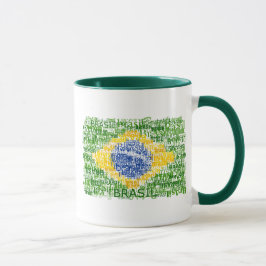 Caneca Bandeira brasileira - Brasil Textual