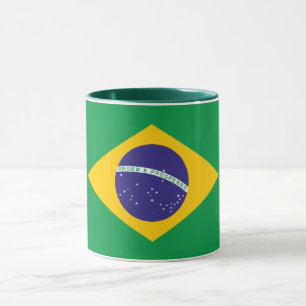 Caneca Bandeira brasileira legista na cerâmica