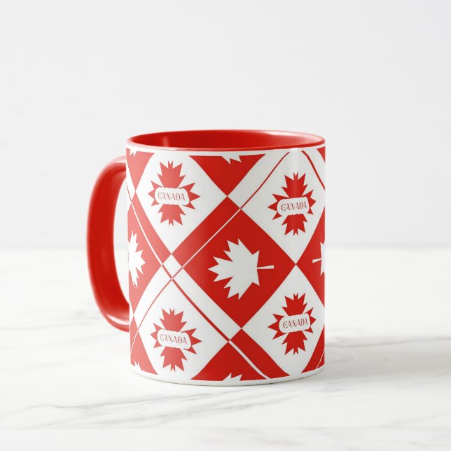 Caneca bandeira canadense com folhas de bordo (Frente Esquerda)
