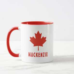 Caneca Bandeira Canadense Vermelho Folha de Bordo Dia do